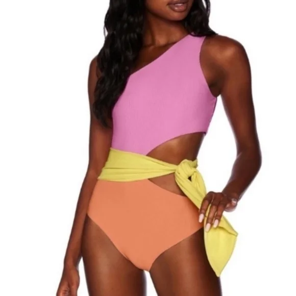 New!Beach Riot Carlie Fruity‎  Colorblock One Piece Swimsuit - Picture 5 of 13